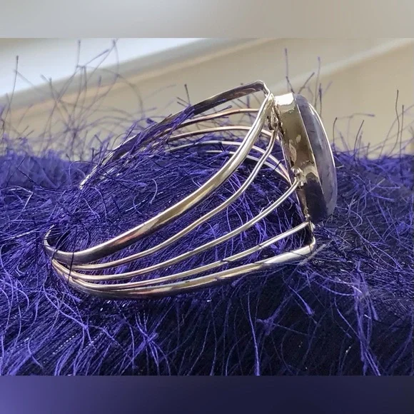 💜Sterling Silver Handcrafted Charoite Cuff Bracelet - Picture 8 of 13